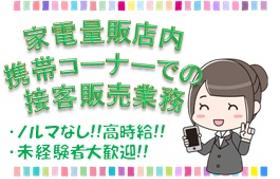 携帯販売(駅チカ家電量販店/週5シフト/時給1400円・日払いok)